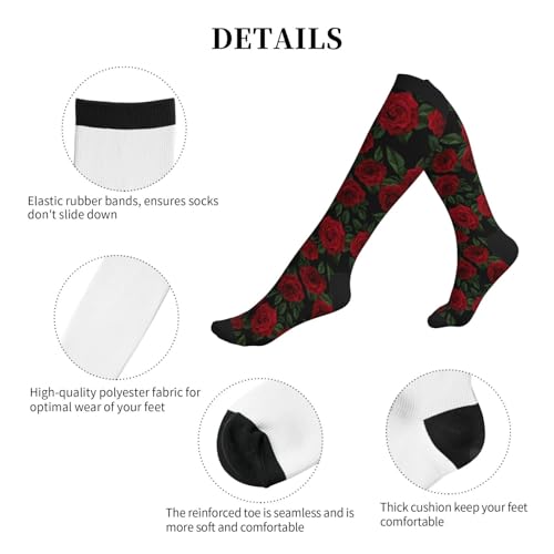 Compression Socks Knee High Circulation Support Socks For Women Men Athletic Running Work Hiking Cycling Travel - color: Rose