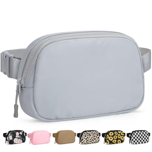 Pritent Fanny Packs for Women Crossbody Belt Bag With Zipper Back Pocket - color: Light Gray, size: Small