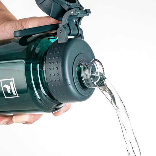 Fanhaw 32oz Clear Plastic Water Bottle with Fast-Flow Lid, Dark Green - color: Dark Green