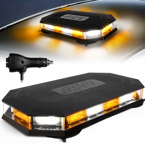 ASPL 16.5 Inch Roof Top Beacon Warning Strobe Light for Trucks Amber White - color: Amber/White
