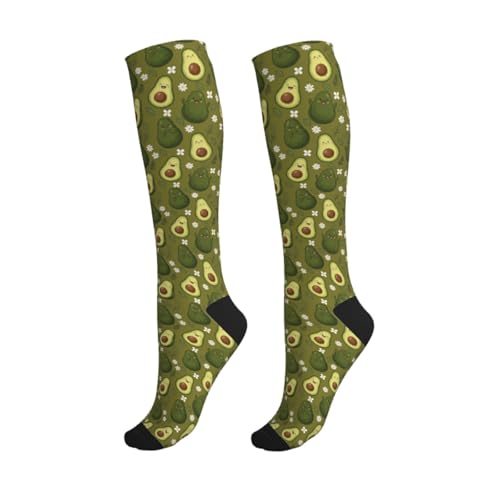 Compression Socks Knee High Support Stockings Women Men - color: Cute Avocado
