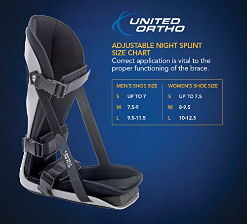 United Ortho Plantar Fasciitis Adjustable Leg Support Brace Fits Right or Left Foot for Soreness Relief, Foot Pain and Stretching, Large, Black - size: Large