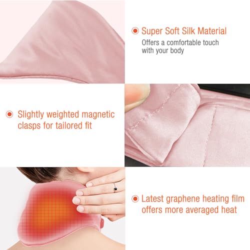 Neck Heating Pad, ARRIS Small Portable Heated Neck Wrap with Adjustable Time and Temperature Control, USB Powered Neck Pain Relief, Stiffness Relief or Postoperative Recovery Pink - color: Pink