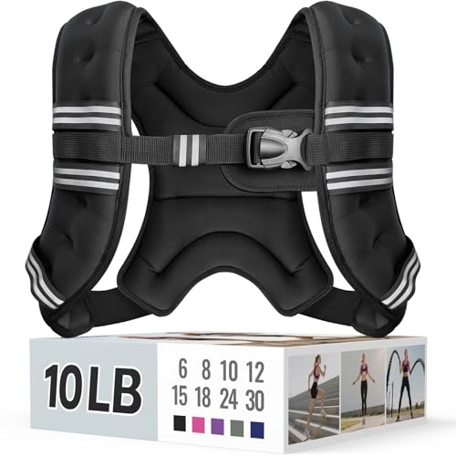 Zeerun Weighted Vest, 6/8/10/12/15/18/20/24/30LB for Men Women - color: Black, size: 10 Lb