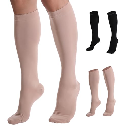 Doc Miller Compression Socks 8-15 mmHg for Women & Men, 1 Pair - color: Beige, size: 3X-Large