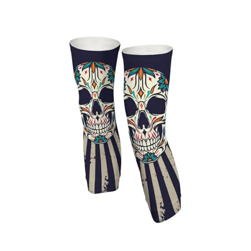 Leg Sleeves with Anti Slip Silicone Compression Leg Sleeves Cycling Leg Sleeves Adjustable Zipper - color: Skull, size: Medium