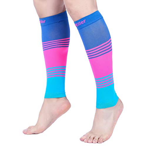 Doc Miller Calf Compression Sleeve 20-30 mmHg for Men & Women, 1 Pair - color: Blue.Pink.Blue, size: Small
