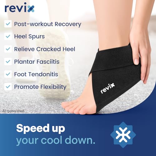 REVIX Heel Ice Pack Wrap for Plantar Fasciitis & Heel Spurs, Hot & Cold Gel