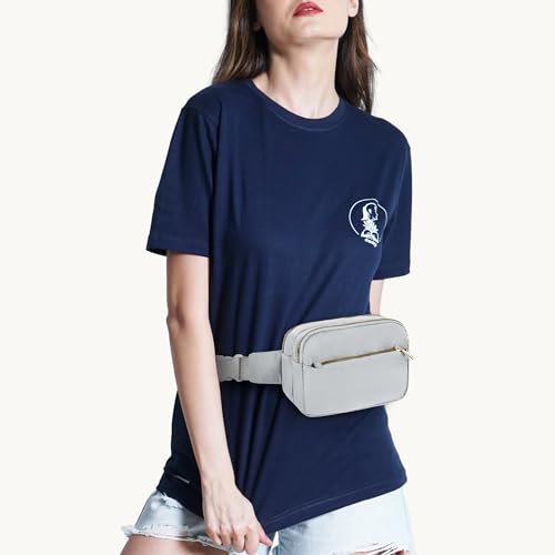 Fashion Fanny Bag-Waist Pack With Adjustable Belt Bag-Unisex Crossbody Pack For Travel Running Hiking-Light Grey - color: 3-Zipper Light Grey