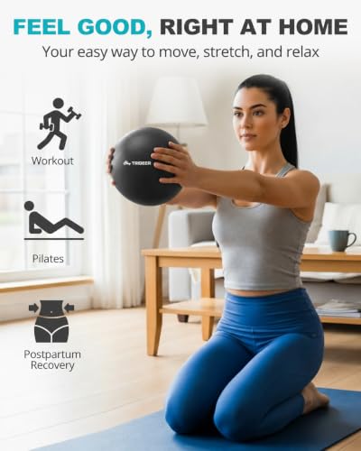 Trideer 9 Inch Pilates Ball with Inflation Straw, Small Exercise Yoga Ball - color: Black