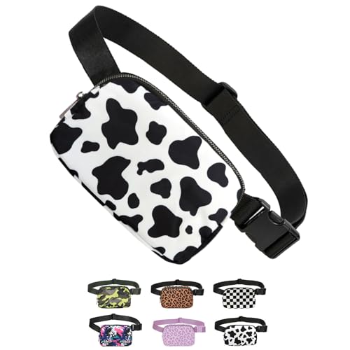 Tapp Collections Unisex Mini Crossbody Belt Bag with Adjustable Strap Small Waist Pouch for Workout Running Traveling Hiking - A Pattern/Cow Black & White - color: A Pattern / Cow Black & White