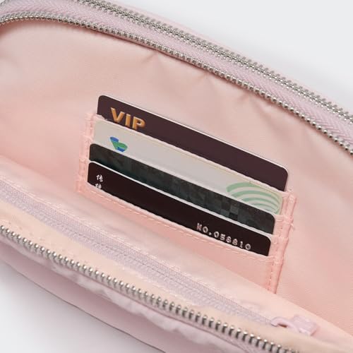 Pander Nylon Fanny Pack Belt Bag for Women with 5 Zipper Pockets - color: Pink