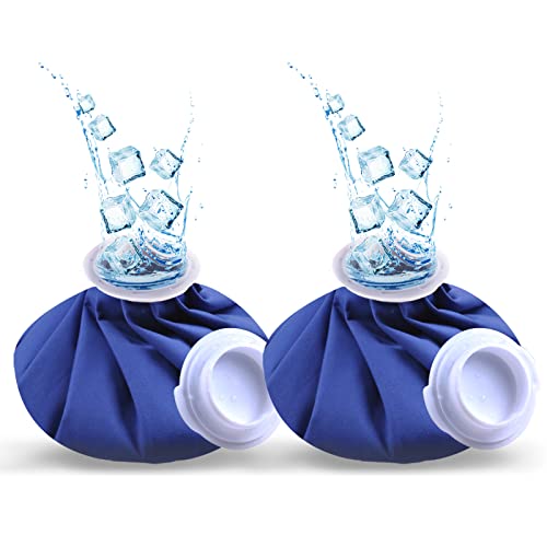Ice Pack for Injuries Reusable 2Pcs, Ice Bags Hot Water Bag for Hot & Cold Therapy and Pain Relief, No-Leak Elastic Breathable Ice Bag, Size 9", Blue - style: 9" 2Pcs