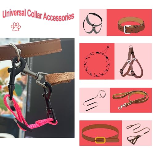 Adjustable Dog Collar Safety Backup Clip, Pink - color: Pink, size: M(7.2~8.7 in adjustable length x 0.6 in width)