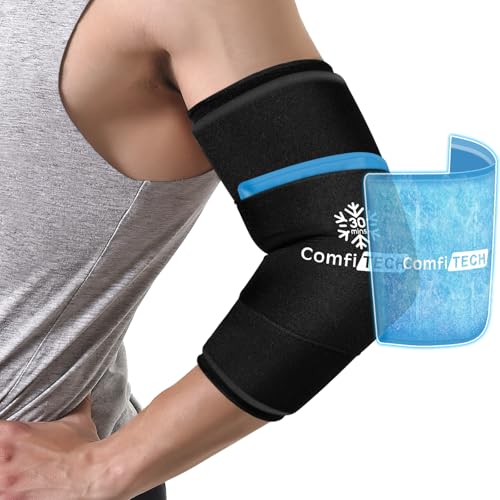 ComfiTECH Dual-Gel Elbow Ice Pack Wrap for Arm, Knee & Calf, L - size: L-Dual-Gel