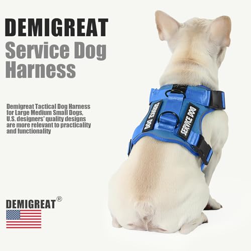 Service Dog Harness, Reflective Dog Vest Harness with 5 PCS Patches, Adjustable Soft Oxford Pet Harness, Inner Layer Mesh, Easy to Control - color: ALL Blue, size: X-Small (Pack of 1)