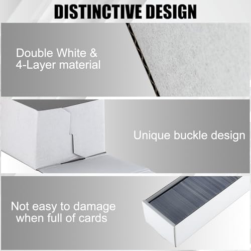 Trading Card Storage Box with Lid, 6 Pack White Cardboard Sports Card Box - size: 6 piece 15in for Standard