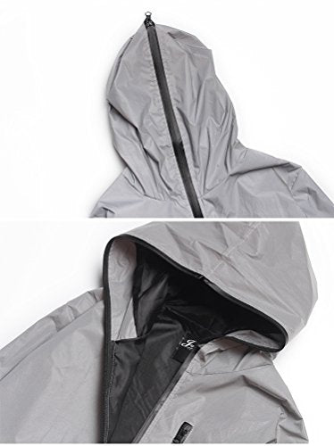 Men Reflective Coat Hooded Windbreaker Running Pocket Jacket - size: 4X-Large