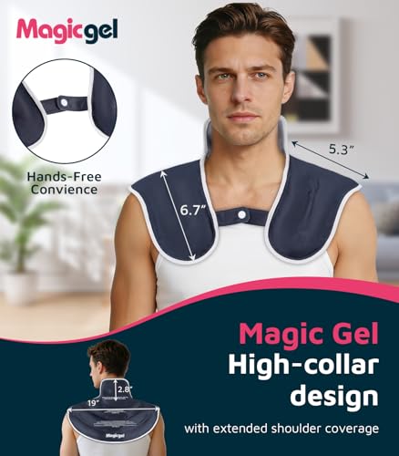 Magic Gel Ice Pack for Neck and Shoulders, Reusable Cervical Ice Pack Wrap for Neck Pain Relief, Flexible Gel Cold Pack for Shoulder Surgery Recovery, Rotator Cuff Injuries, Physical Therapy - Large - style: Large