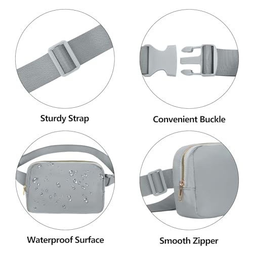 Waist Belt Bag Fashion Fanny Women and Men Gift Waist Pack With Adjustable Strap For Travel Running Hiking Walking Light Grey - color: Light Grey Fanny Pack