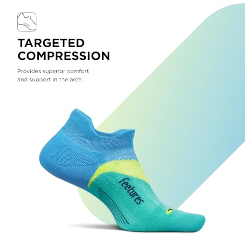 Feetures Elite Light Cushion No Show Tab Sock Wave - color: Arctic Blue (1 Pair), size: X-Large