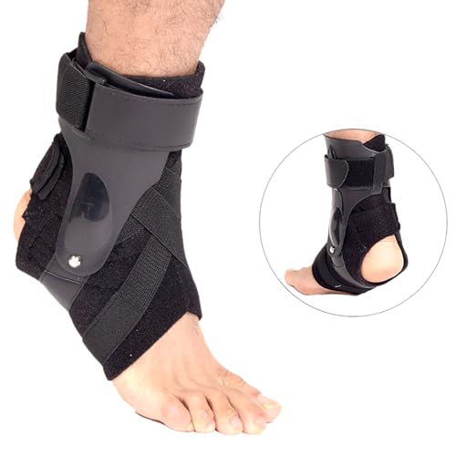 Ankle Brace with Side Stabilizers, Black Nylon and Thick Plastic Side Support Bar for Left and Right Foot Men and Women of Sprain Recovery (Black, X-Large)