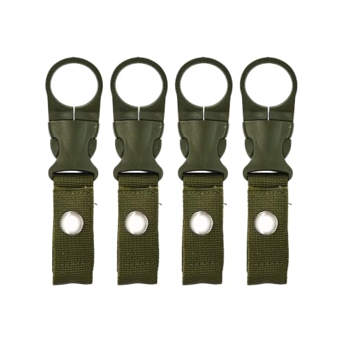 pson 4Pcs 1.37 Inch Portable Water Bottle Clip Holder, Hanging Bottle Buckle Keychain Ring for Outdoor Camping Hiking Travel(Army green) - color: Army green