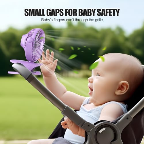 Portable Clip Fan Battery Operated,3 Speeds USB Rechargeable Mini Table Fan with Strong Airflow,360°Rotation Ultra Quiet Personal Desk Fan for Home Office Bedroom Dorm Stroller Camping(Purple) - color: Purple