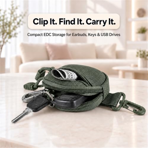 Small Tactical EDC Pouch, 1000D Nylon Round MOLLE Pod for Men - color: Green