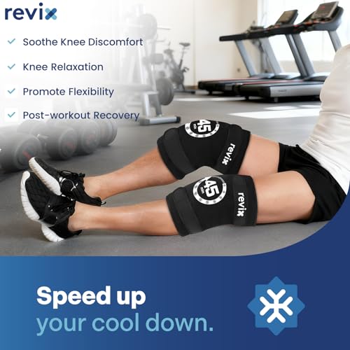 REVIX 2 Packs XXXL Knee Ice Pack Wrap Around Entire Knee and REVIX Wrist Ice Pack Wraps for Carpal Discomfort Soothing