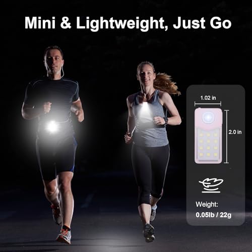 Tubasion Clip On Running Light with 3 Modes, USB-C Rechargeable Running Lights for Runners, IPX7 Waterproof Flashlight for Jogging, Cycling, Working, Dog Walking, Camping and Safety Warning - style: Pink 2Pack