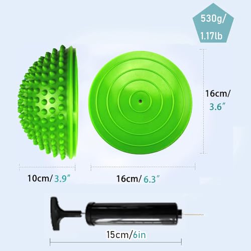 2PCS Hedgehog Balance Pods, Half Ball Balance Trainer with Pump - color: Green