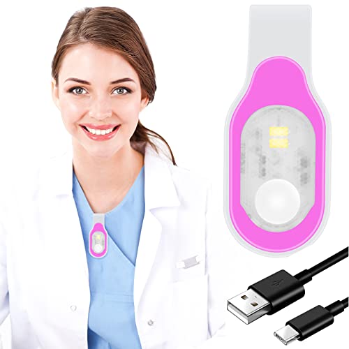 Nursing Night Light Clip on Rechargeable NightShift Nurse Light Hands Free LED Flashlights Running Lights for Walking Running Pets Outdoor Emergency (Pink) - color: Pink