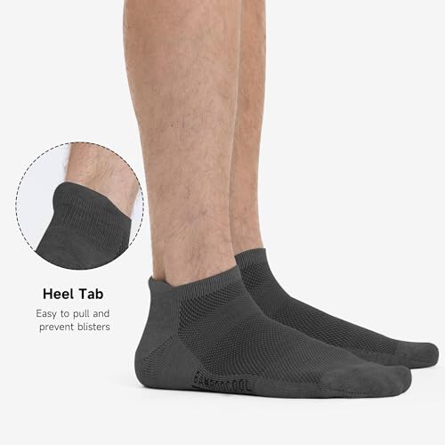 BAMBOO COOL Mens Athletic Ankle Socks Moisture Wicking Cushioned 8 Pack - color: 4*black/4*dark Grey, size: X-Large