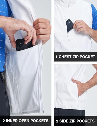 fit space Men's Lightweight Vest Softshell Sleeveless Windproof Jacket with Zipper Pocket Cycling Travel Hiking Running Golf - color: White, size: X-Large