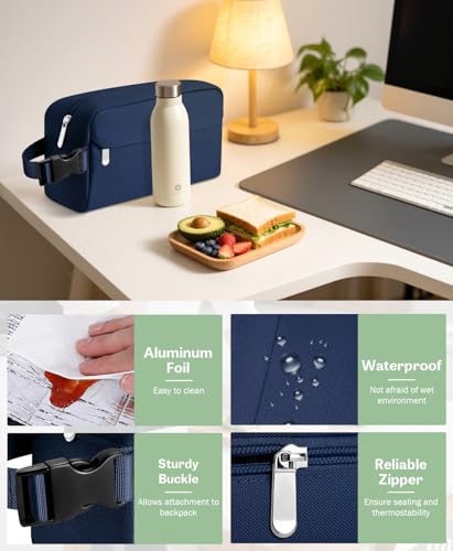 Small Lunch Bag, Freezable Snack Bag for Kids, Mini Lunch Box - color: Dark Blue