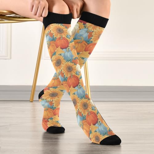Wusikd Cats Compression Socks for Women and Men Circulation Cute Long Socks for Athletic Running 1 - color: Fall