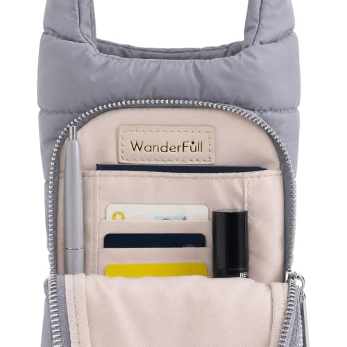 WanderFull Original HydroBag Crossbody Water Bottle Holder with Phone Pocket, Fits Water Bottles up to 32 oz - color: Gray Peacock