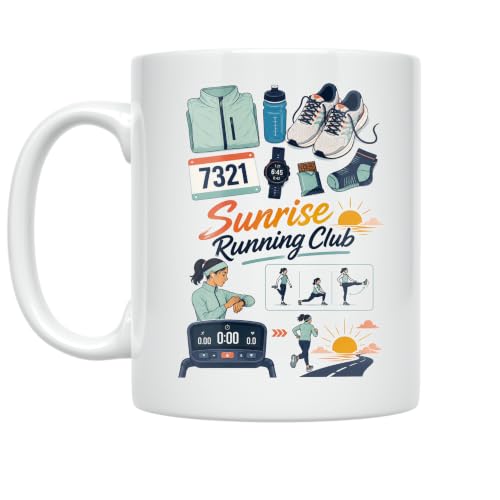 Sunrise Running Club Mug - Motivational Design for Runners - 11 oz Ceramic