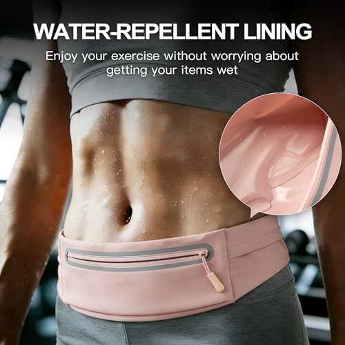 Slim Running Belt for Women Men,Phone Holder Waist Pack,Runners Fanny Pack - color: LIGHT PINK