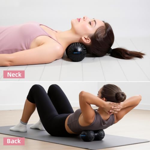 8 Inch Large Peanut Massage Ball Roller for Large Muscle Groups, Deep Tissue Double Massage Ball for Neck,Back,Leg,Low Back,Peanut Myofascia Release Ball for Muscle Knots&Physical Therapy - color: Black