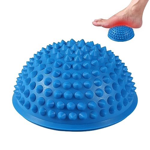 Agatige Foot Massage Ball, Half Round PVC Spiky Foot Wakers Balance Therapy Dome Trigger Point Ball Feet Massage Roller for Yoga Fitness Exercise Gym Massager (Blue) - color: Blue