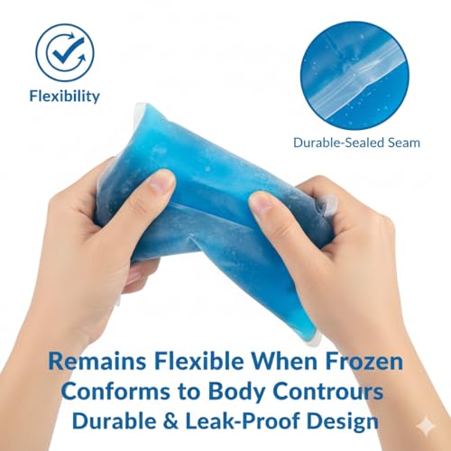 Gel Ice Packs, Cold Pack Versatile Gel Ice Packs Long-Lasting Cooling Relief for Injuries and Hot Days, Reusable, Super Effective Ideal for Pain Relief (Blue （Large 2 Pack）)