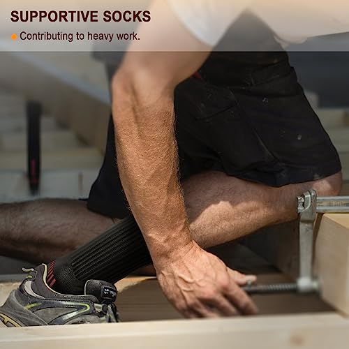 BULLIANT Men 6-Pack Athletic Compression Crew Socks for Running Gym Sports - color: Black 3722, size: 8-10