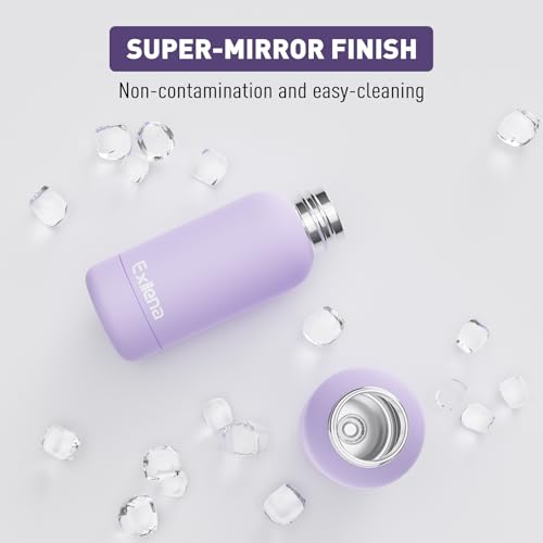 Exllena Small Water Bottle 12oz with Clip, Double Wall Stainless Steel Vacuum Small Insulated Water Bottle Keeps Drinks Cold 24 Hrs/Hot 12 Hrs for Kids Handbag School BPA Free (Purple) - color: Purple, size: 350 ml