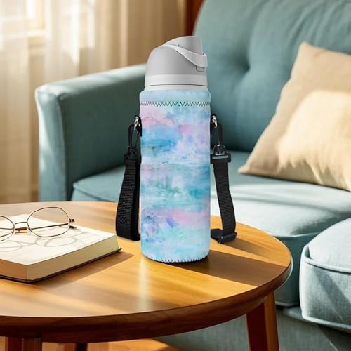 RICHEN Neoprene Water Bottle Carrier Bag with Adjustable Shoulder Strap,Insulated Water Bottle Cover for Stainless Steel/Glass/Plastic Bottles - color: BC-58, size: 500ml