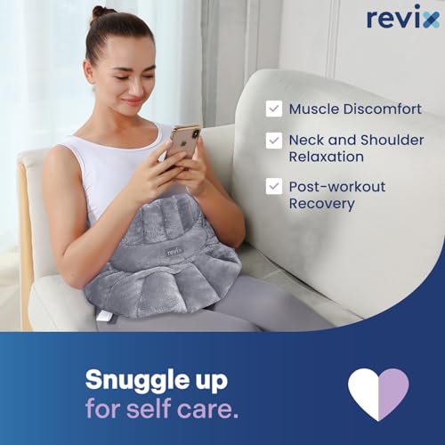 REVIX Microwavable Heating Pad for Neck Shoulders & Back, Moist Heat, Gray - color: Gray
