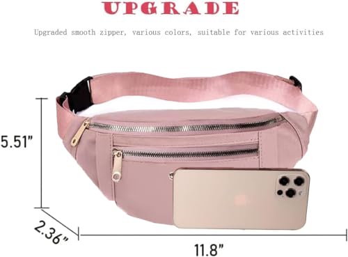 Crossbody Fanny Packs Waist Pack for Women, Waterproof Waist Bag with Adjustable Strap for Travel Sports Running - color: cute pink