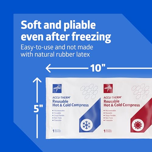 Medline Accu-Therm Reusable Hot/Cold Gel Packs, 5” x 10”, Soft & Flexible, for Injuries, Fast Relief, Recovery & Muscle Soreness - Pack of 16