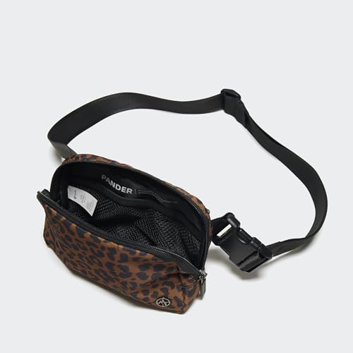 Pander Nylon Fanny Pack for Women, Two-Way Zipper Crossbody Bag - color: Midnight Leopard